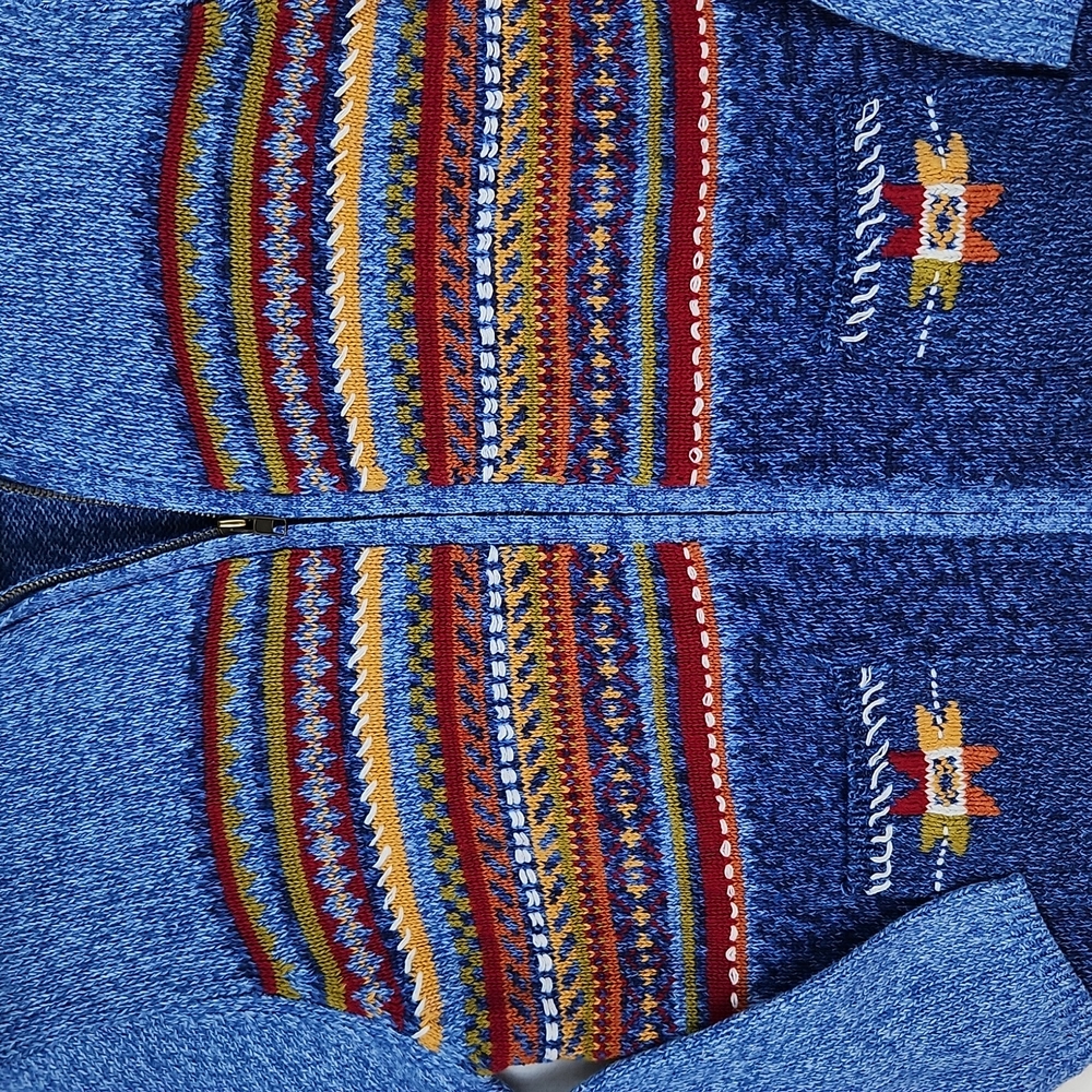 Vintage Erika Women's Zippered Knit Sweater Cardigan Blue Size Medium NWT - Picture 5 of 11